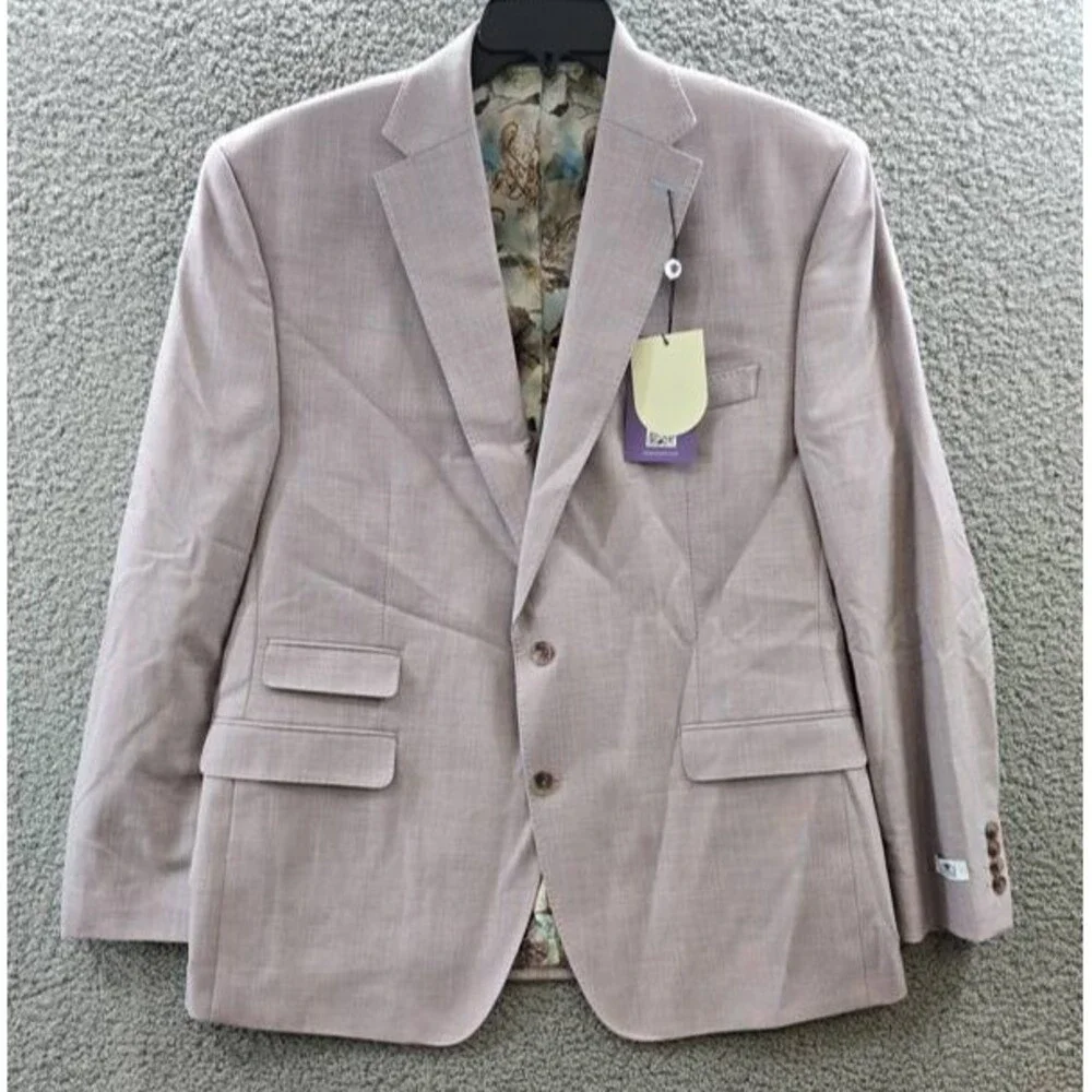 Tayion Collection Regular-Fit Suit Jacket Men's 44R Pink Button Closure L/S